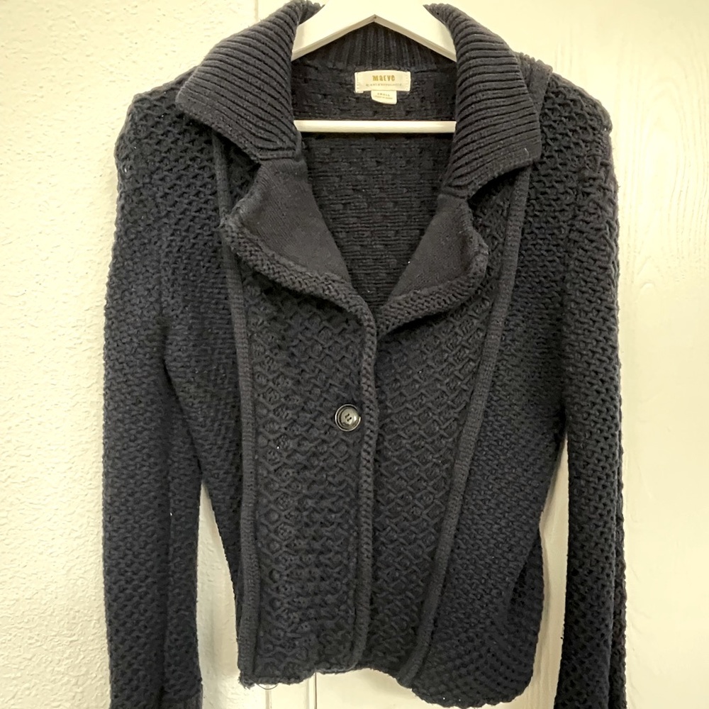Anthropologie Navy blue sweater coat